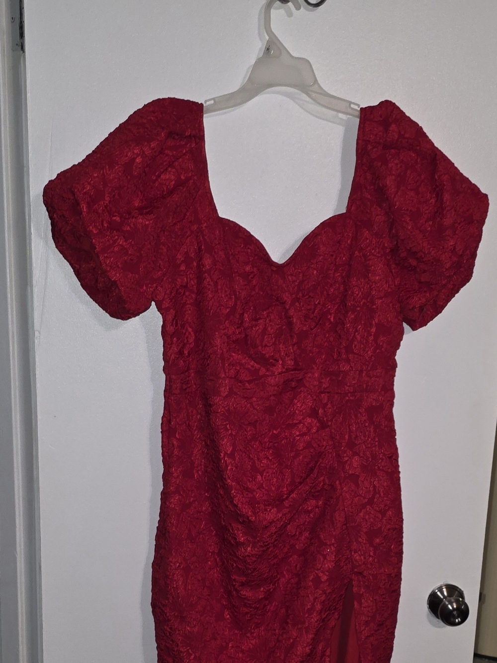 SHEIN Red Puff-Sleeve Sweetheart Mini Dress